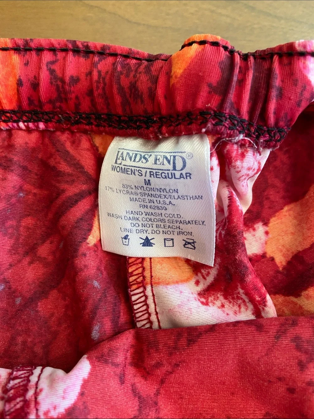 Lands' End Women's Floral Bikini and matching shorts in Red, Orange and Pink.